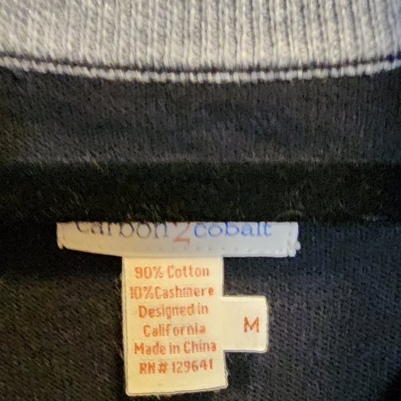 Carbon 2 Cobalt Men's Gloaming Sweater Size Medium Cotton Cashmere Blend Black - Picture 2 of 7